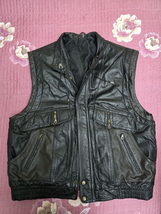 Новая кожаная мужская жилетка 56 размер