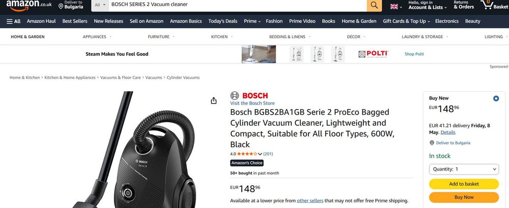 Прахосмукачка Bosch Series 2 ProEco