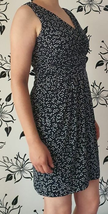 Rochie de zi cu imprimeu punctat - bleumarin închis