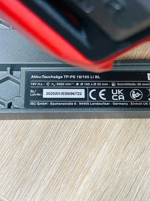 Fierăstrău vertical cu imersie Einhell Professional TP-PS 18/165 Li BL