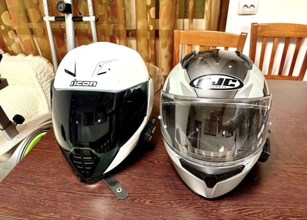 Set 2 căști moto + intercom – HJC C10 & ICON Airflite