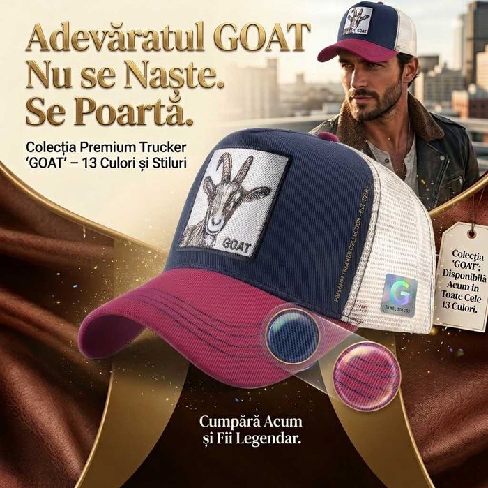 Vand Sapca Trucker Premium GOAT Grena/Navy Plasture Metalic.
