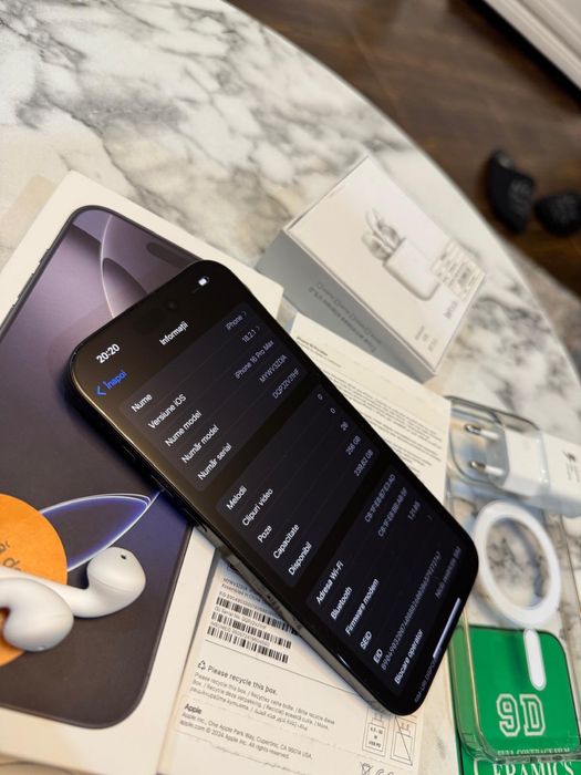 iPhone 16 PRO MAX Garanție Cutie Factura Sim Fizic 256gb 92%baterie luat de nou Fara probleme Fara Piese Schimbate Fara lovituri  Dual Sim Liber Rețea