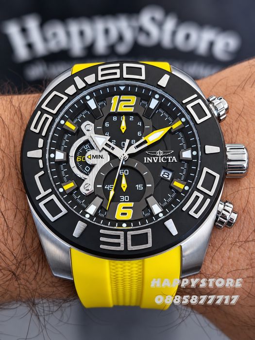 INVICTA Pro Diver Yellow strap 50 mm,. Инвикта нов мъжки часовник