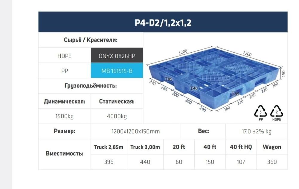 Поддоны пластиковые новые. Размером 1200х1200х150 цена  425000  сум  1