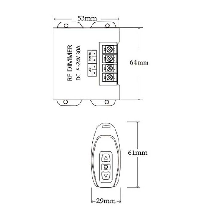 Dimmer Bandă LED 5V 12V 24V 30A cu Telecomandă RF – Controller DC