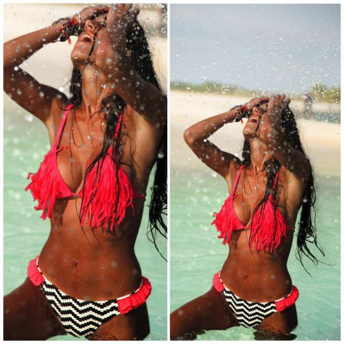 Costum de baie model bustiera cu push up/ franjuri