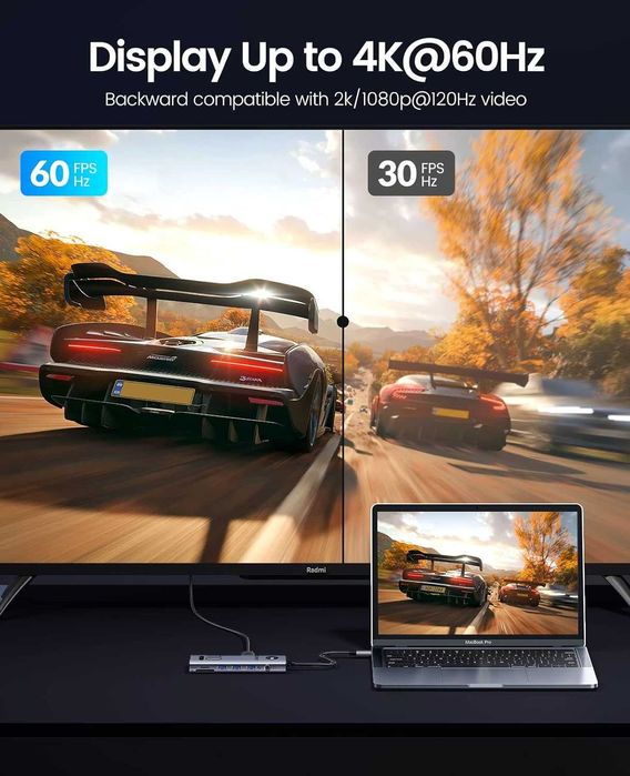 USB Hub Док станция Orico 10в1 Type-C CReader PD 100W 4K-60Hz Ethernet