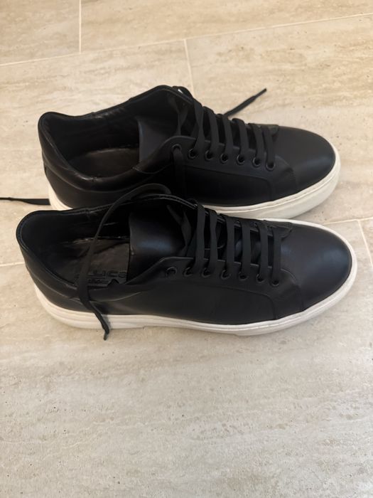 Adidasi negri piele naturala