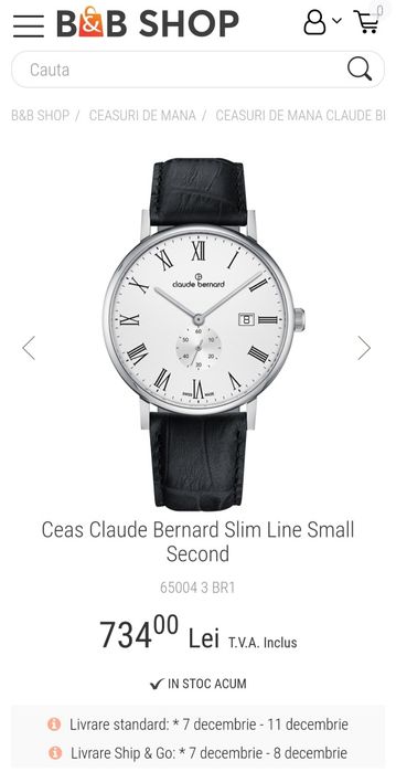 Ceas nou Claude Bernard Slim Line Small Second