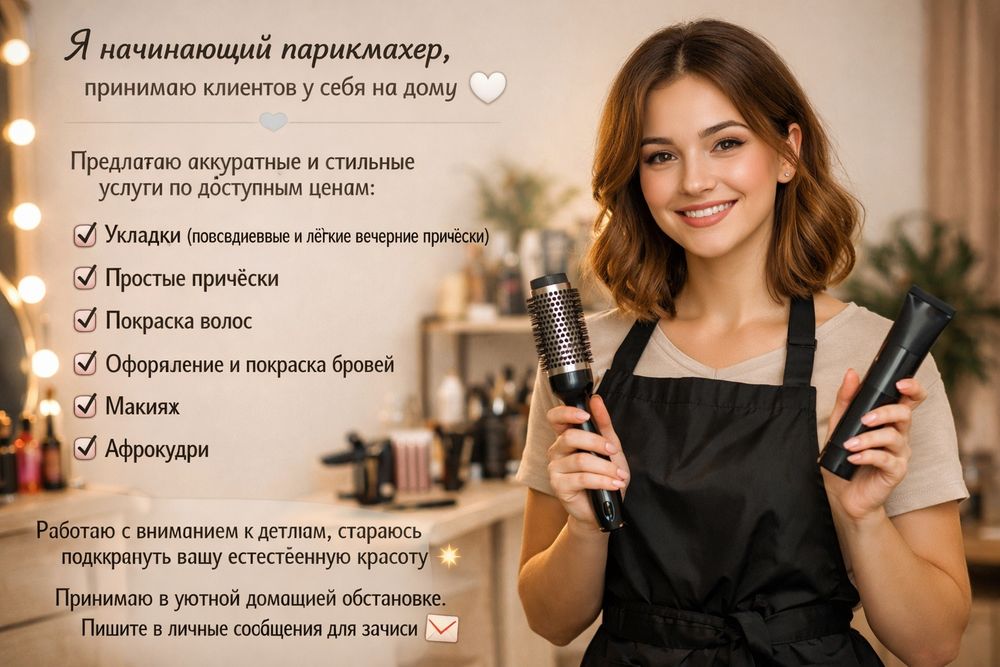 Я начинающий парикмахер, принимаю клиентов у себя на дому