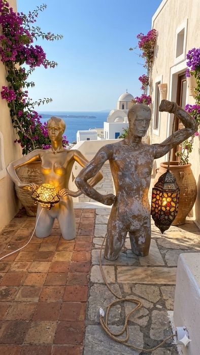 Set statuete lampadar felinar