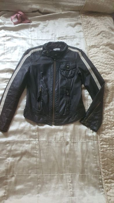 Geacă Clockhouse damă, piele naturală maro,S/ M