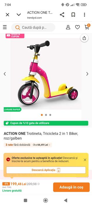 Trotineta 4 roti  skip hop cu suente și lumini model 3 in 1