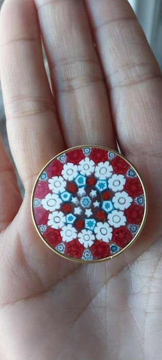 Брошь муранское стекло серебро 925 пр позолота