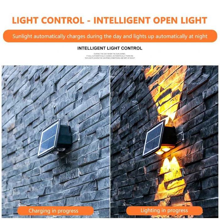 Set x2 Lampi Solare de perete cu 4 lampi Lupa pentru Gradina sau Casa