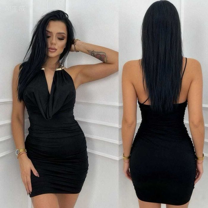 Дамска официална черна рокля