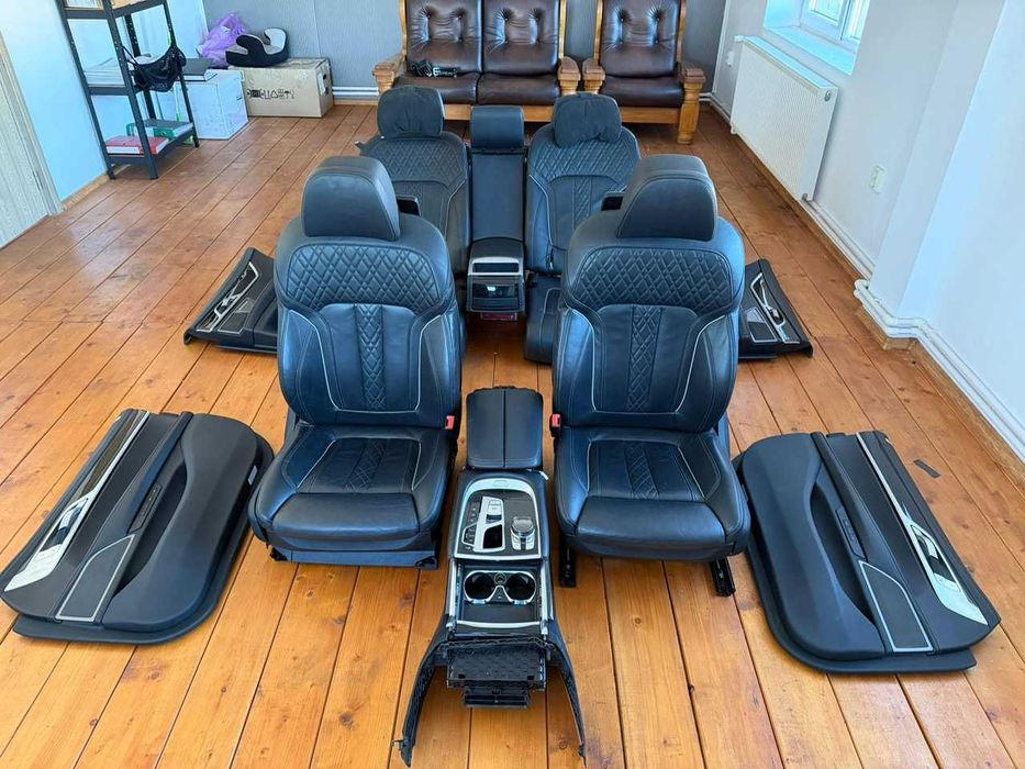 Interior comfort negru BMW Seria 7 G11 G12, bancheta reglabila dvd-uri