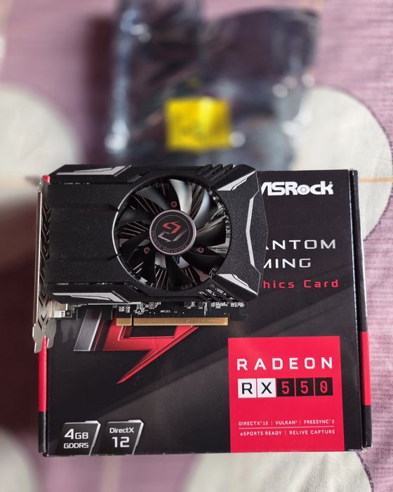 Placă video RX550 Asrock 4gb DDR5 memorie,128bit,nouă