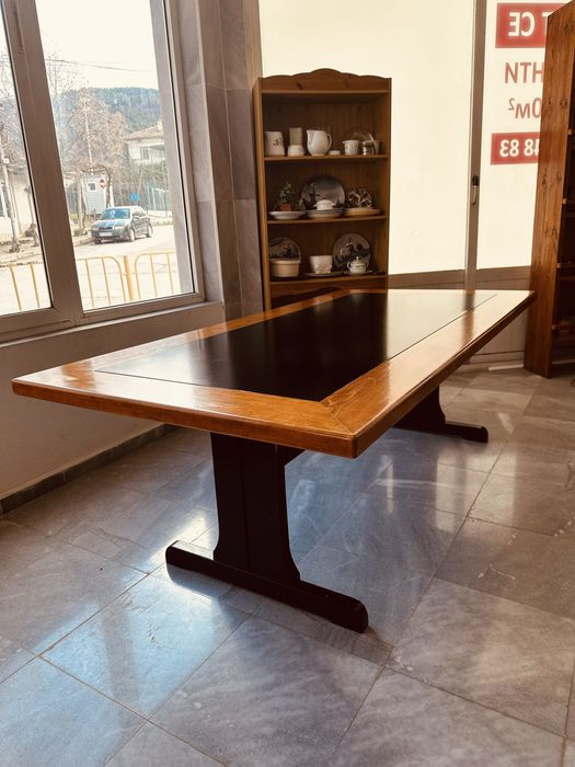 Масивна трапезна/офис маса – бук + гумиран плот, 200×100×70 см