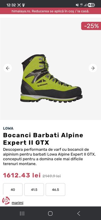 Bocanci Lowa Alpine Expert II GTX marime 40.
