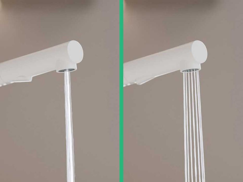 Бял смесител за кухня с изтегляща глава, 2 режима на струя - 3010