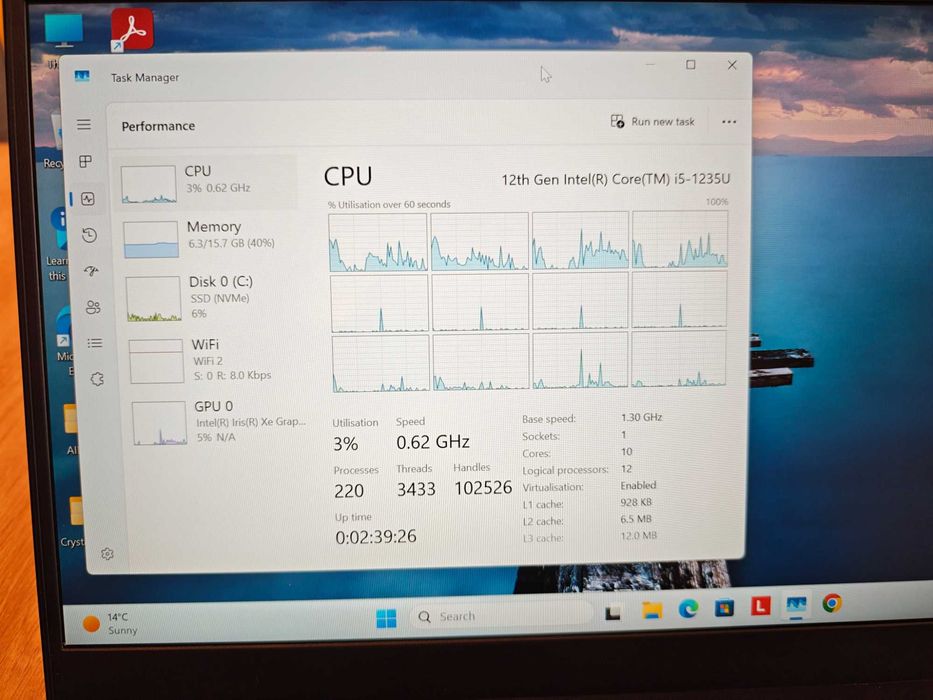 Lenovo Thinkpad E14 gen 4, 16GB DDR4 RAM, 256GB SSD, Intel Core i5-1235U