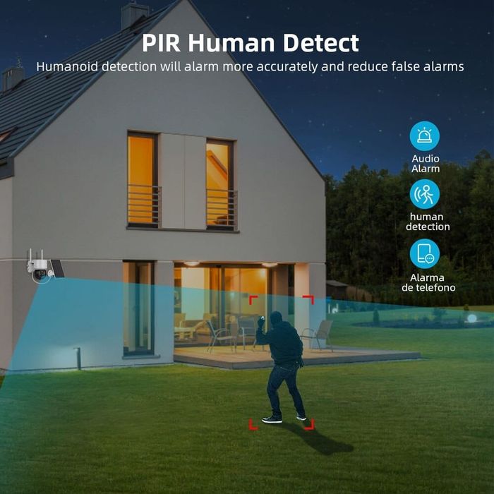 Camera Supraveghere Solară Wireless cu Wifi, Acumulatori, Panou Solar,iCsee