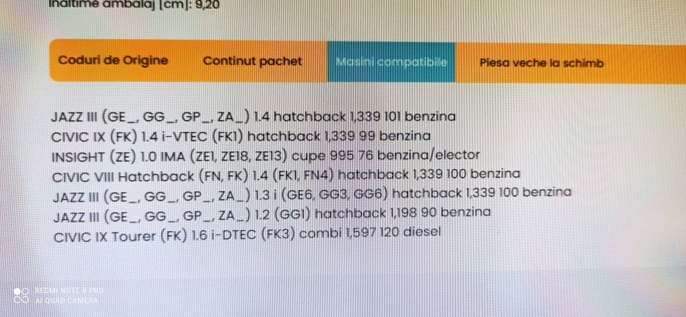 Termostat Honda Jazz Civic Insight