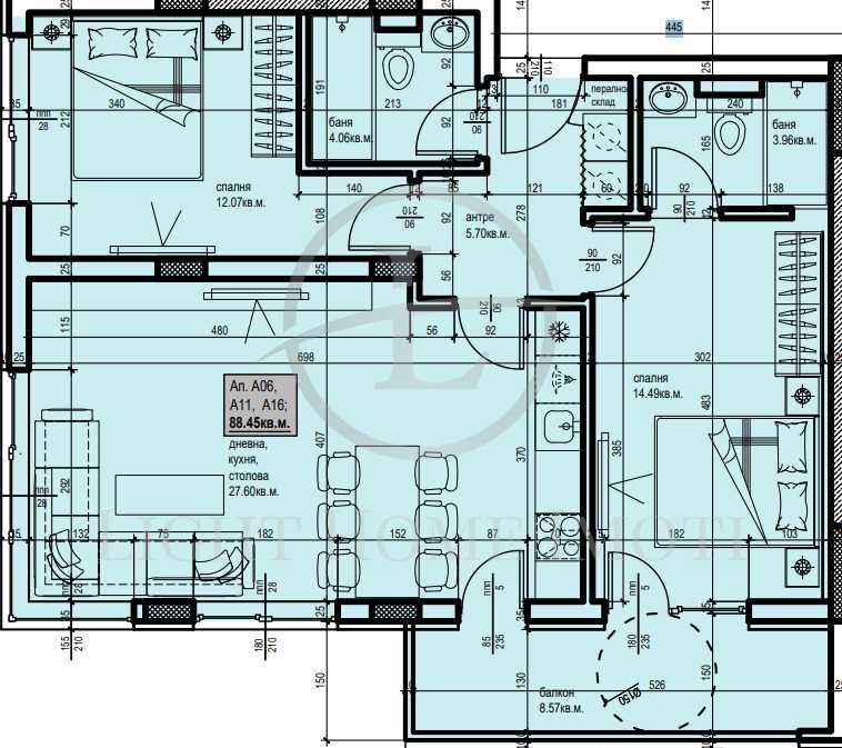 Реф. 2256 Тристаен в Нова Модерна Сграда / Христо Смирненски