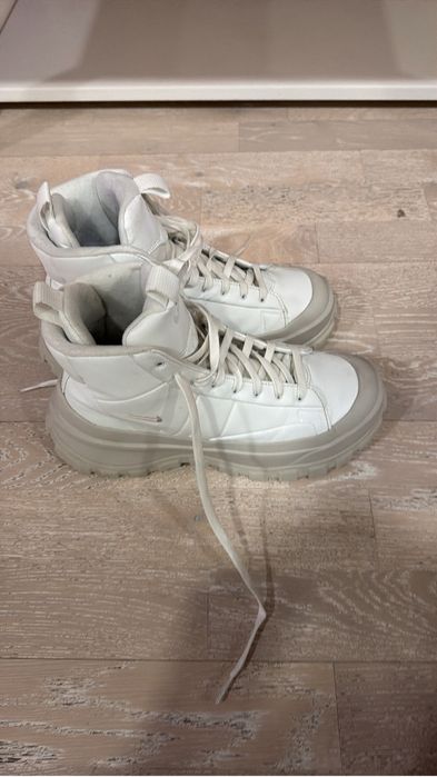 Ghete dama,piele naturala,albe,Nike