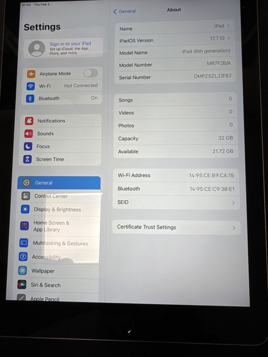 Apple iPad 6 Gen 9.7" 2018 WiFi 32GB ID-XXL6831