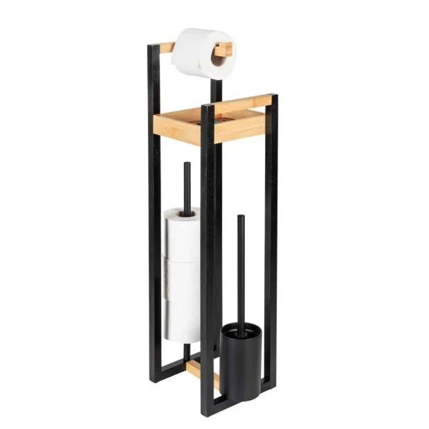 Бамбуков държач за тоалетна хартия плюс четка