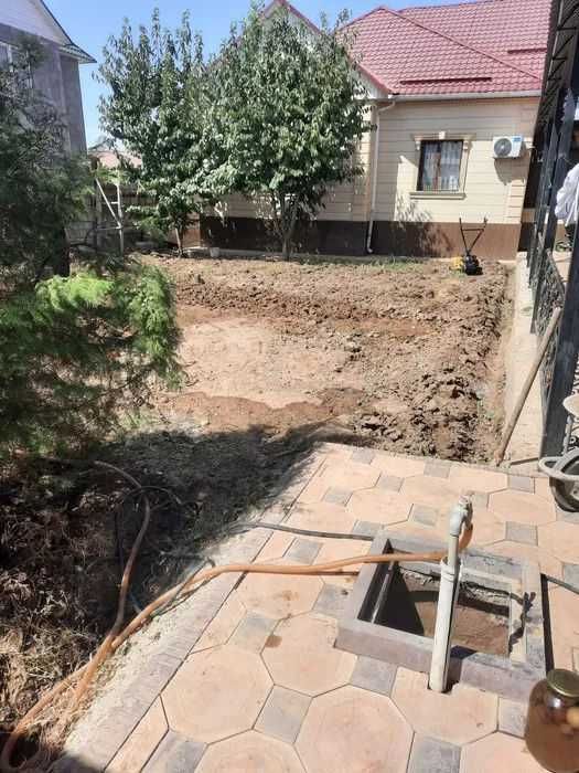 Озеленение участка посадка туй елей газон автополив