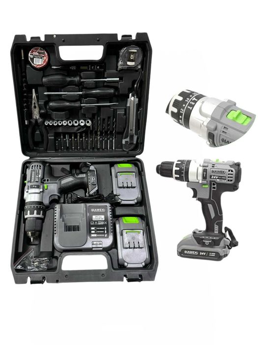 Акумулаторен ударен винтоверт 24V 4.0Ah с инструменти HAWEK