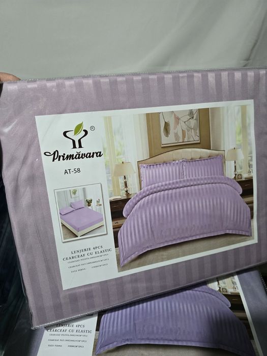 Спални комплекти 4 части  от памучен сатен райе от мсмпердета.бг