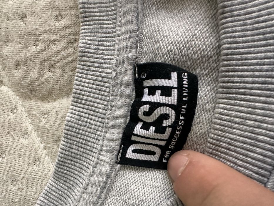 DIESEL Grey Melange S-Girk Cotton Blend мъжка блуза