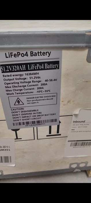 Baterie invertoare 48V Lifepo4 16Kw celule EVE 314A BMS  JK 200A Fotovoltaice