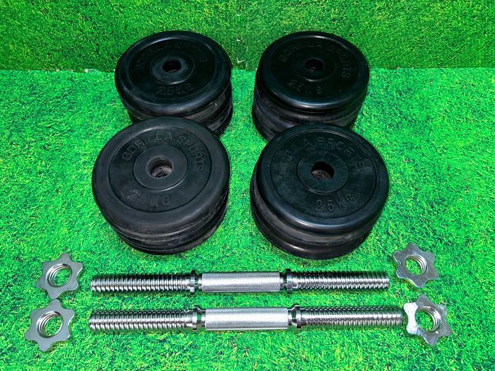 Set gantere cu discuri din fier cauciucate 55kg 30/31mm