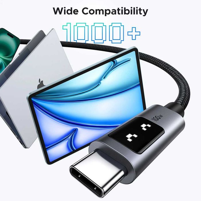 UGREEN UNO L509 Кабель USB-C to USB-C с LED-дисплеем for iPhone 16 17