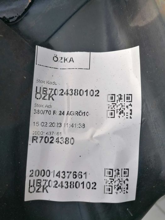 Anvelopa agricola Ozka, 380/70 R24 (radial)