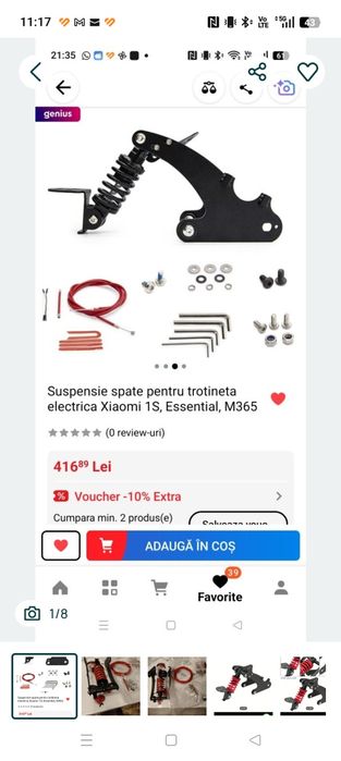 Suspensie spate Trotineta Xiaomi Pro2, PRO, M365 și 1S