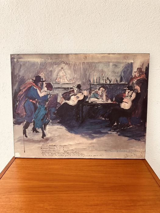 Винтидж ръчно рисувана картина – скандинавски стил / ретро декор