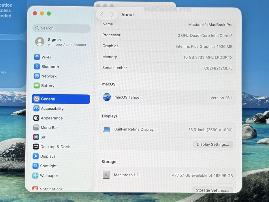 MacBook Pro 13 inch A2251 i5/16GB RAM/512GB SSD