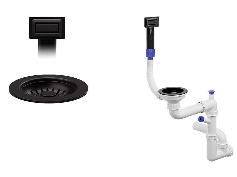 Луксозна кухня Черна мивка London 60 + черен смесител 9010 ТОП комбина