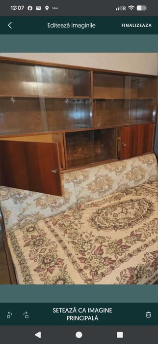 Recamiera extensibila/ canapea cu biblioteca si depozitare, ca noua