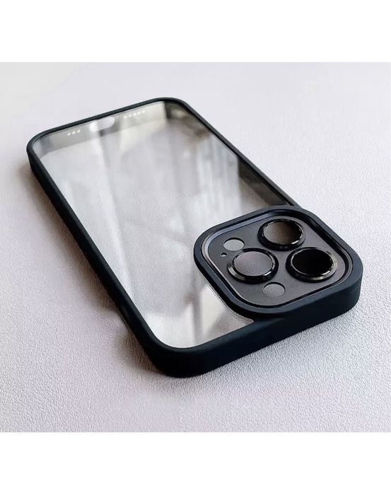 Iphone 12/13/14/PRO/MAX Husa Spate Clar Plastic Margine Colorata