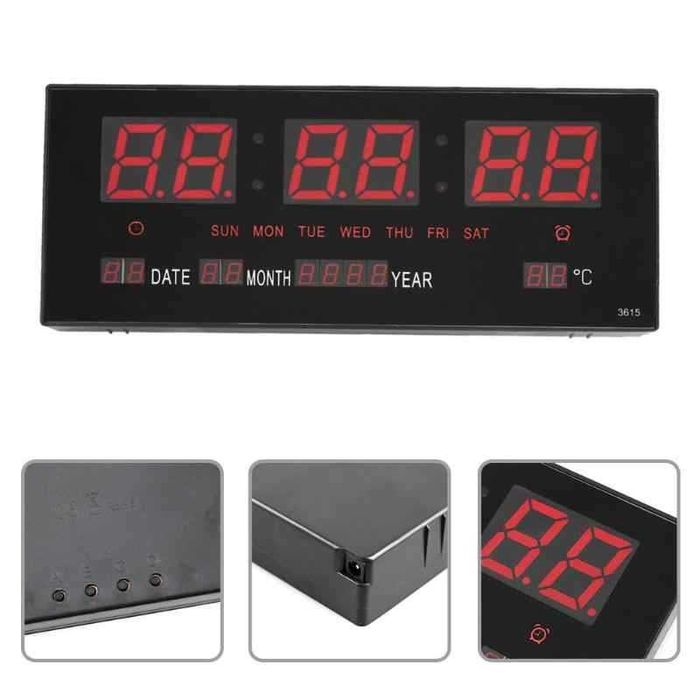 Цифров часовник с термометър 3615