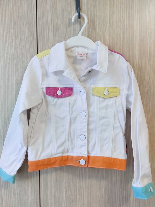Бяло дънково яке на Boboli размер 104 (3-4 години