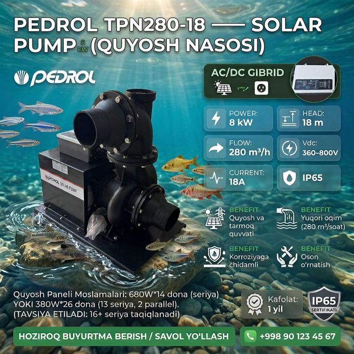 PEDROL 11 kW Quyosh Nasosi
